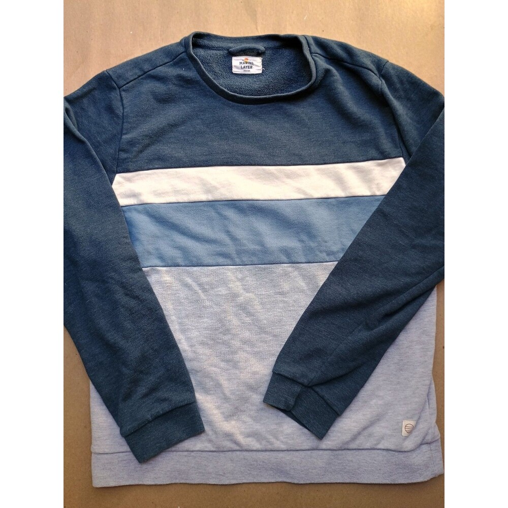 Marine Layer Jordan Crew Sweatshirt In Andora Navy Colorblock Men Medium
